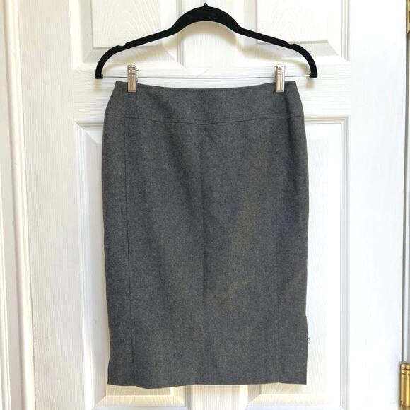 Chanel Gray Pencil Skirt with Side Slit and Button-up Back